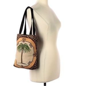 Mini Palm Tree Leopard Tapestry Style Tote Bag